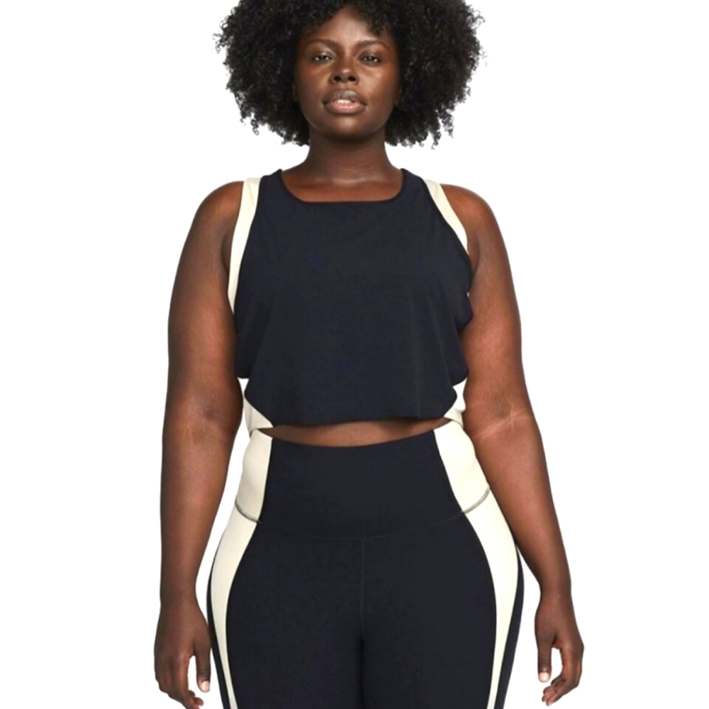 NWT NIKE Women's Yoga Dri-fit Luxe Cropped Tank Top Two Tone, 2X